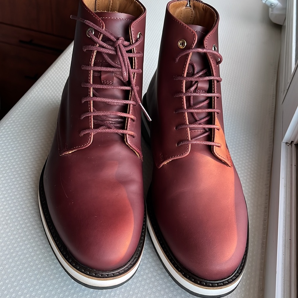NWT Men's WANT Les Essentiels Montoro High Derby Boot / Burgundy / Size 40